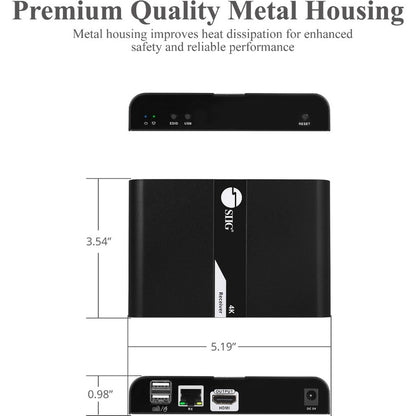 SIIG HDMI 4K30Hz KVM over Cat 6 Extender - Receiver