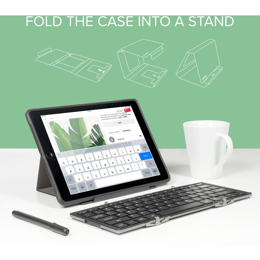 Plugable Foldable Bluetooth Keyboard Compatible with iPad, iPhones, Android, and Windows