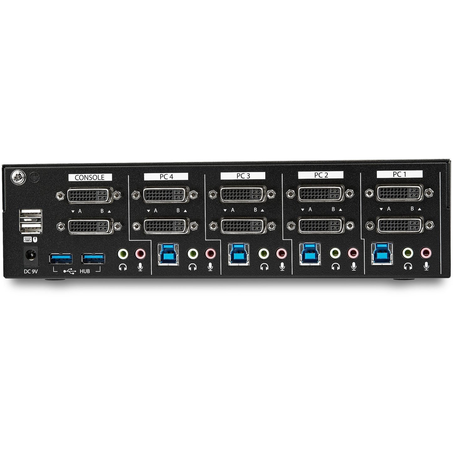 StarTech.com 4 Port Dual Monitor Dual Link DVI KVM Switch 1440p Dual Screen/View/ Display Compact USB KVM Switch w/USB 3.0 Hub & Audio TAA