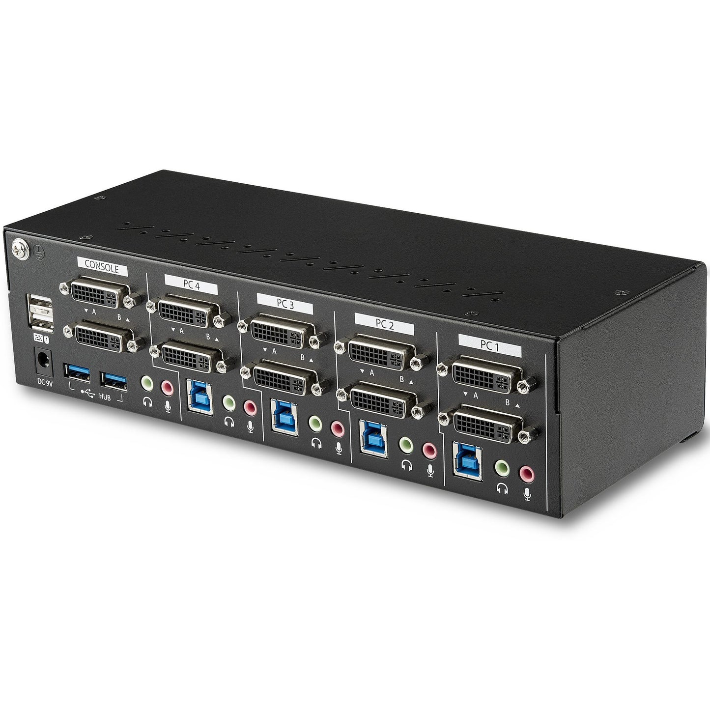 StarTech.com 4 Port Dual Monitor Dual Link DVI KVM Switch 1440p Dual Screen/View/ Display Compact USB KVM Switch w/USB 3.0 Hub & Audio TAA