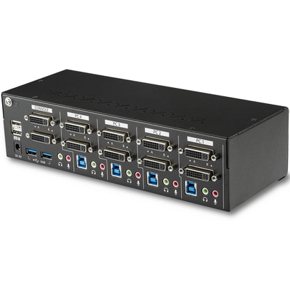 StarTech.com 4 Port Dual Monitor Dual Link DVI KVM Switch 1440p Dual Screen/View/ Display Compact USB KVM Switch w/USB 3.0 Hub & Audio TAA