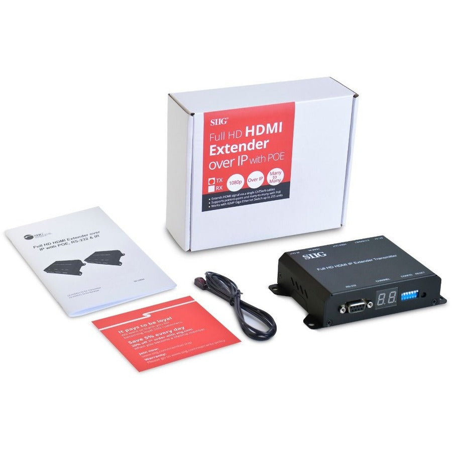 Full HD HDMI Extender over IP with PoE, RS-232 & IR - Transmitter