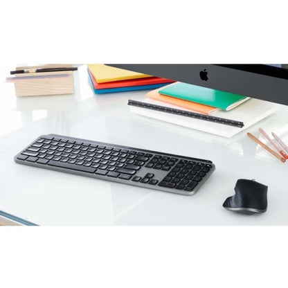 Logitech MX Keys Advanced Wireless Illuminated Keyboard for Mac, Tactile Responsive Typing, Backlighting, Bluetooth, USB-C, Apple macOS, Metal Build, Space Gray