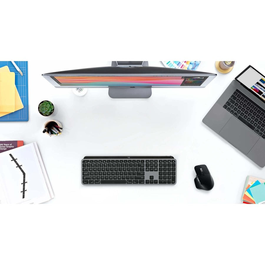 Logitech MX Keys Advanced Wireless Illuminated Keyboard for Mac, Tactile Responsive Typing, Backlighting, Bluetooth, USB-C, Apple macOS, Metal Build, Space Gray