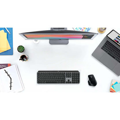 Logitech MX Keys Advanced Wireless Illuminated Keyboard for Mac, Tactile Responsive Typing, Backlighting, Bluetooth, USB-C, Apple macOS, Metal Build, Space Gray