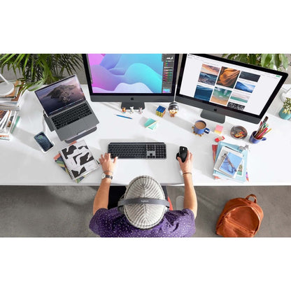 Logitech MX Keys Advanced Wireless Illuminated Keyboard for Mac, Tactile Responsive Typing, Backlighting, Bluetooth, USB-C, Apple macOS, Metal Build, Space Gray