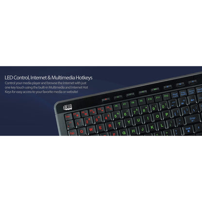 Adesso 3-Color Illuminated Compact Multimedia Keyboard