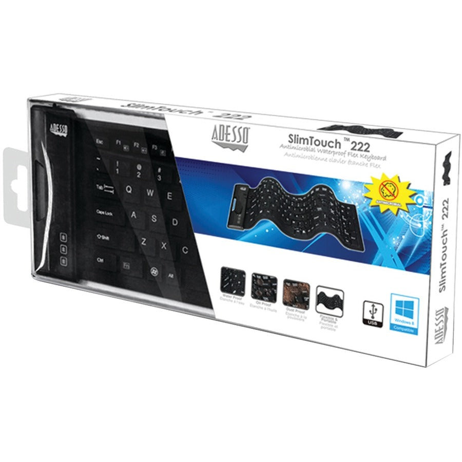 Adesso Antimicrobial Waterproof Flex Keyboard (Compact Size)