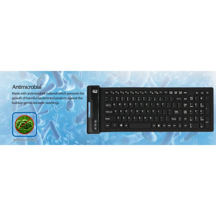 Adesso Antimicrobial Waterproof Flex Keyboard (Compact Size)