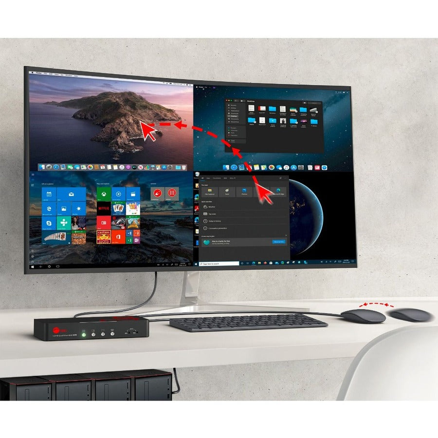 Full HD Quad-View 1080p HDMI KVM Switch MultiView Processor - TAA Compliant