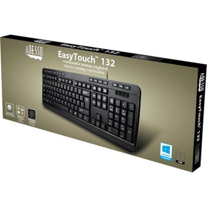 Adesso AKB-132 - Spill-Resistant Multimedia Desktop Keyboard (PS/2)