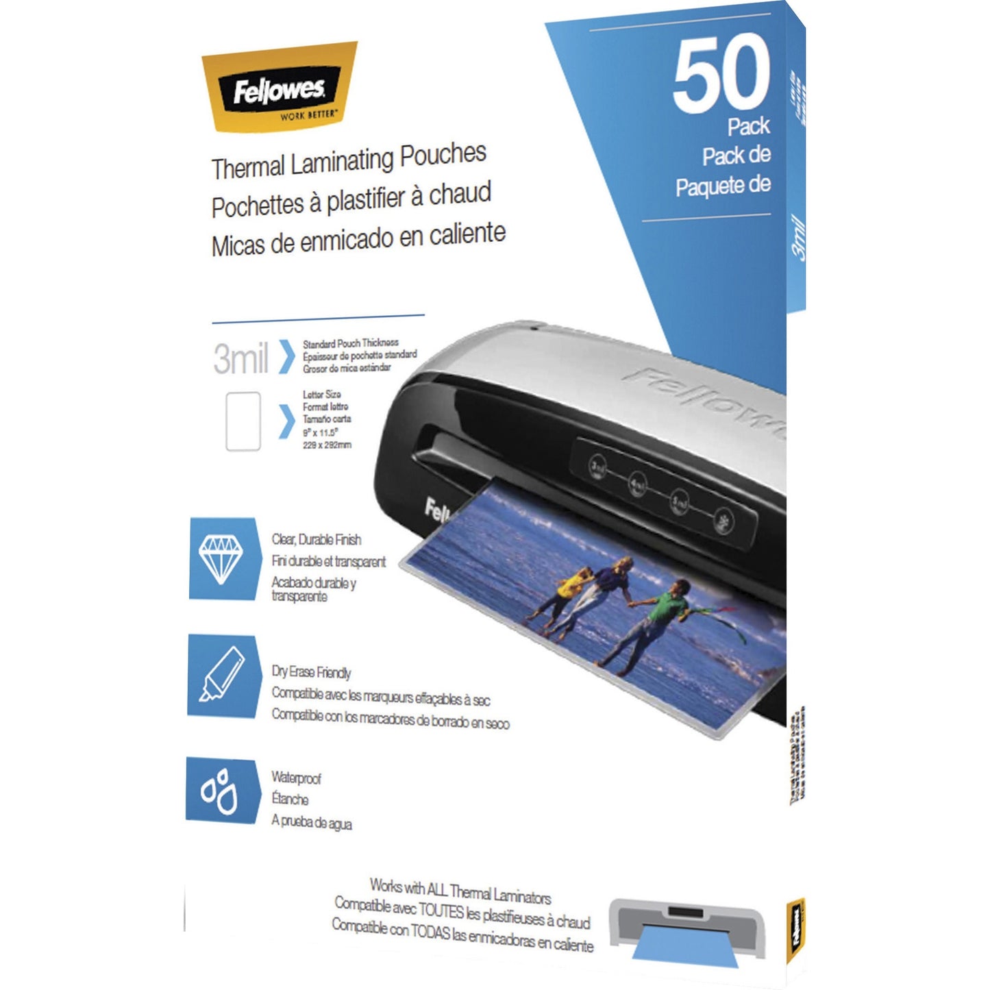 Fellowes Thermal Laminating Pouches - Letter, 3mil, 50 pack