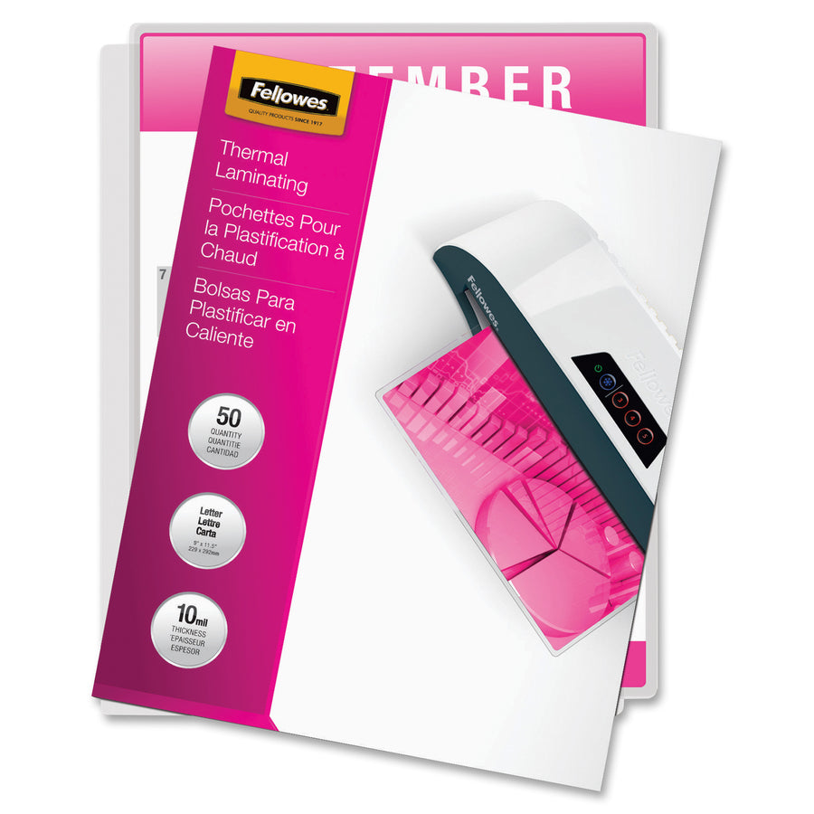 Fellowes Glossy Pouches - Letter, 10 mil, 50 pack