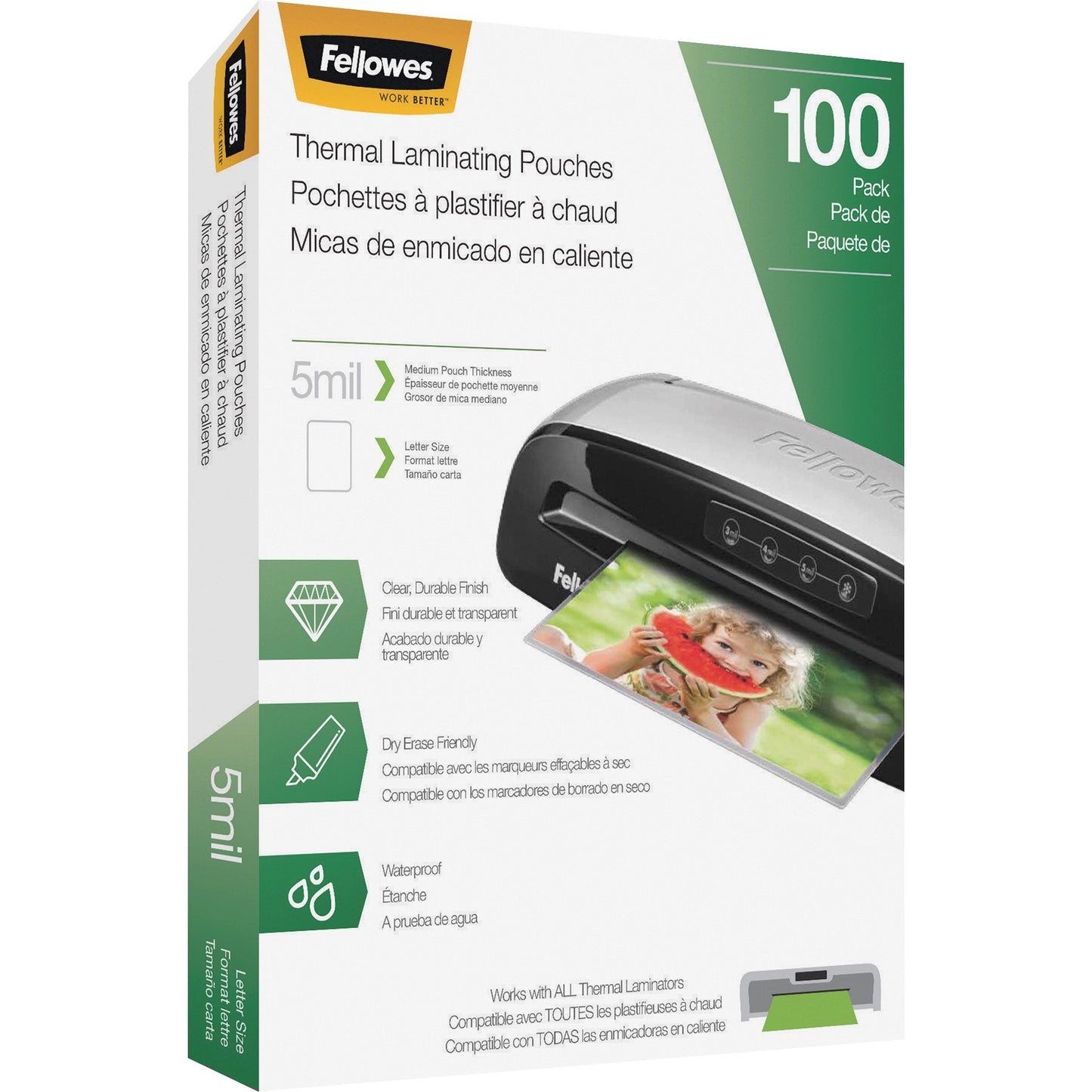 Fellowes Thermal Laminating Pouches - Letter, 5 mil, 100 pack