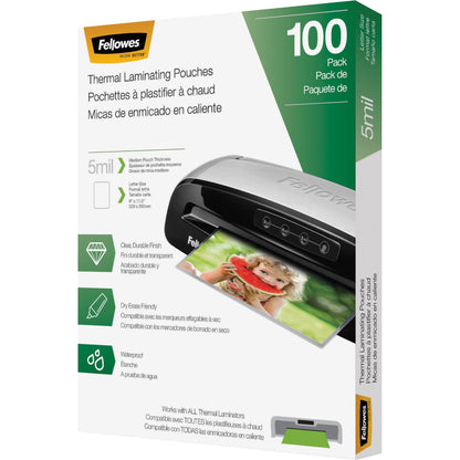 Fellowes Thermal Laminating Pouches - Letter, 5 mil, 100 pack