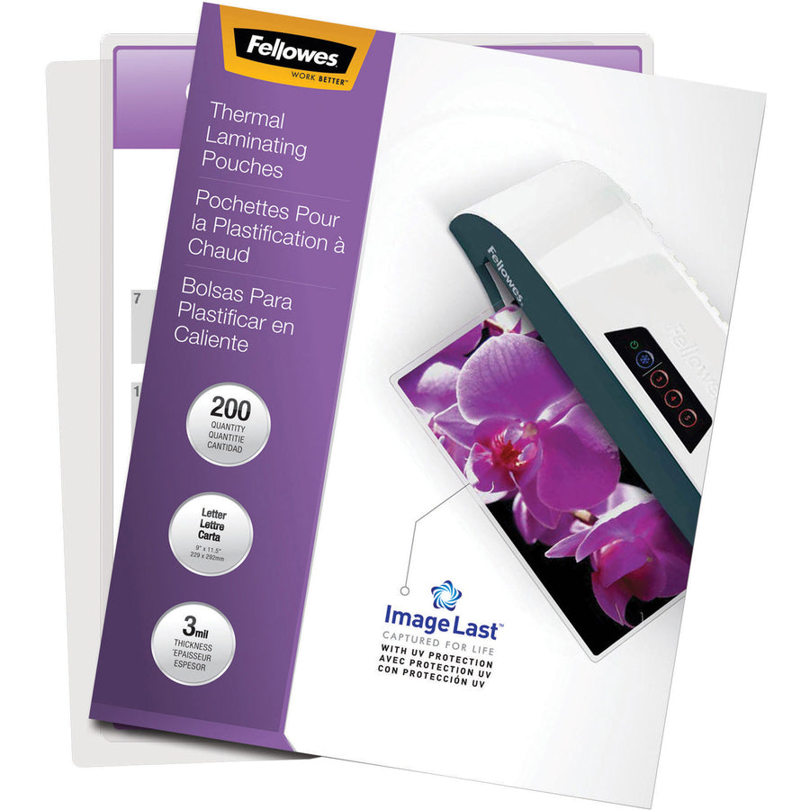 Fellowes Thermal Laminating Pouches - ImageLast&trade;, Jam Free, Letter, 3mil, 200 pack