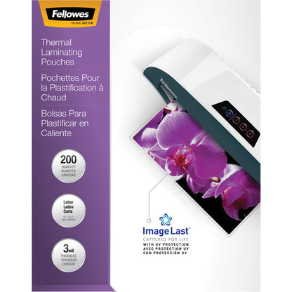 Fellowes Thermal Laminating Pouches - ImageLast&trade;, Jam Free, Letter, 3mil, 200 pack