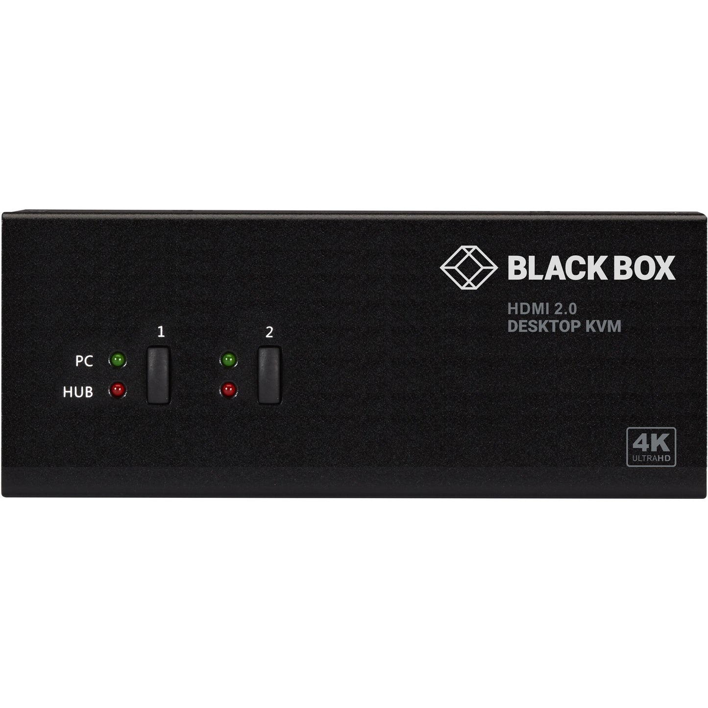 Black Box KVM Switch - 2-Port, Dual-Monitor, HDMI 2.0, 4K 60Hz, USB 3.0 Hub, Audio