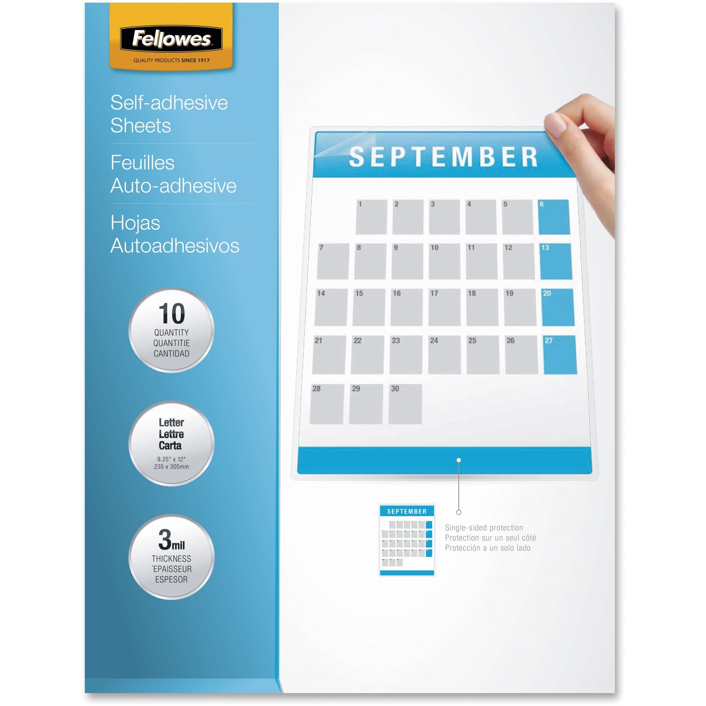 Fellowes Self Adhesive Laminating Sheets, Letter, 3mil, 10 pack