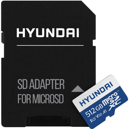 Hyundai 512GB microSDXC UHS-1 Memory Card with Adapter, 95MB/s (U3) 4K Video, Ultra HD, A1, V30