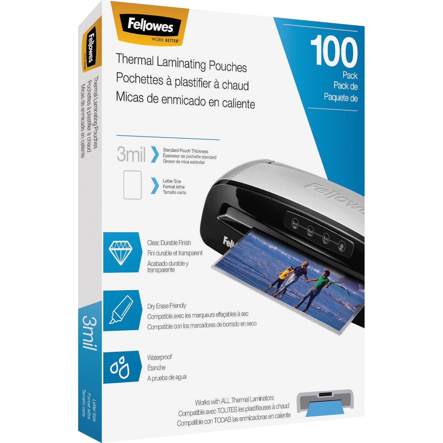 Fellowes Thermal Laminating Pouches - Letter, 3 mil, 100 pack