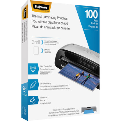 Fellowes Thermal Laminating Pouches - Letter, 3 mil, 100 pack