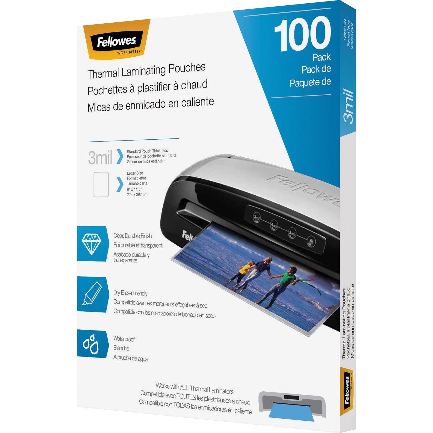 Fellowes Thermal Laminating Pouches - Letter, 3 mil, 100 pack