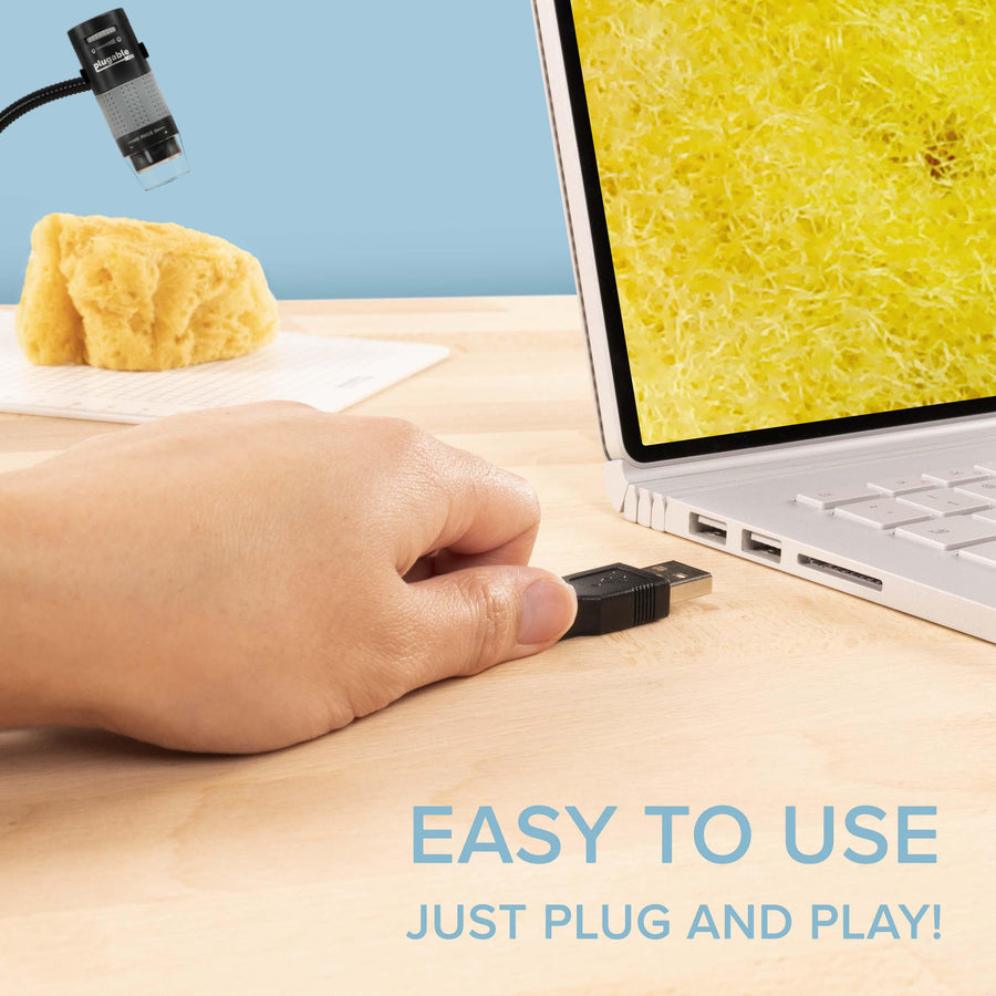 Plugable USB 2.0 Digital Microscope with Flexible Arm Observation Stand Compatible With Windows, Mac, Linux (2MP, 250x Magnification)