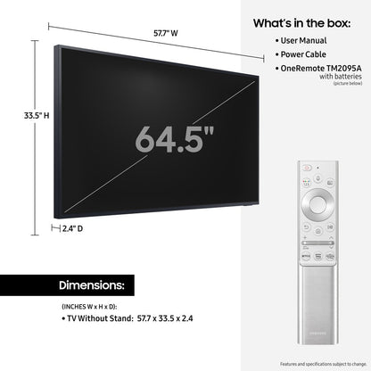Samsung The Terrace LST7T QN65LST7TAF 64.5" Smart LED-LCD TV - 4K UHDTV - Titan Black