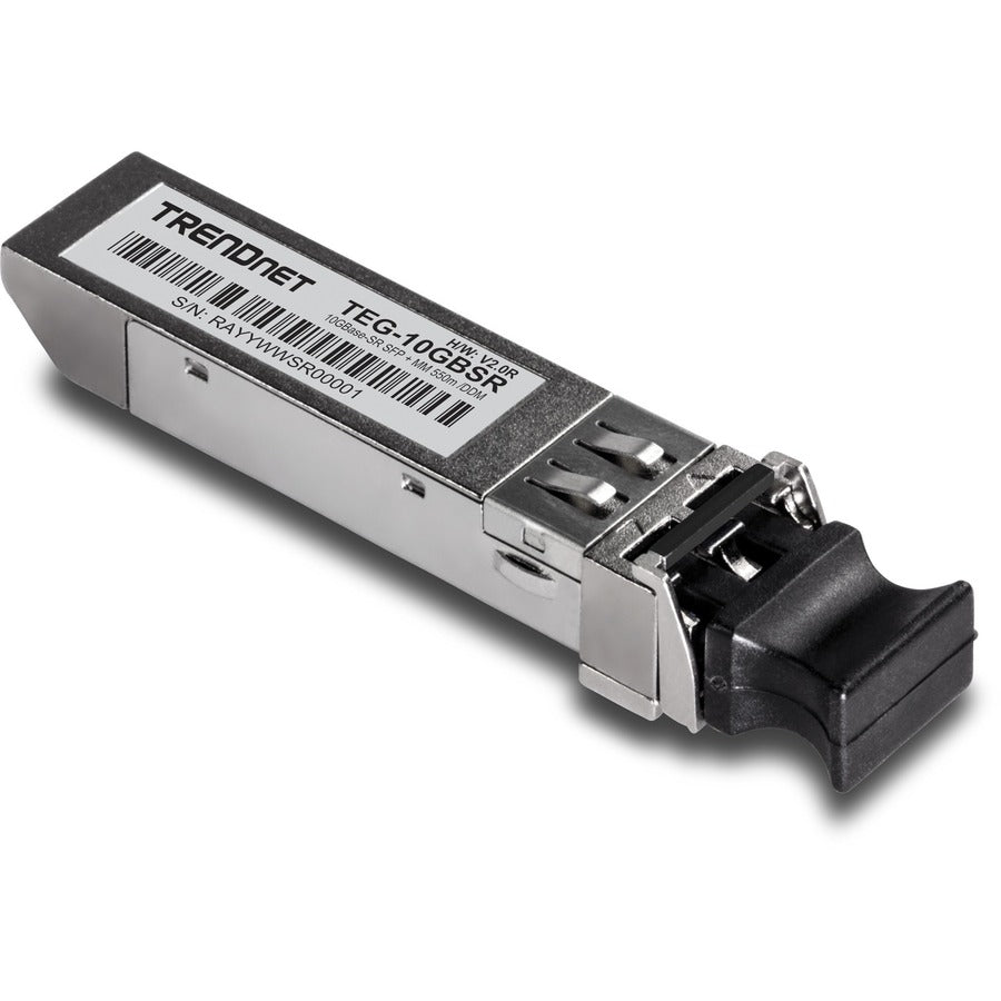 TRENDnet SFP to RJ45 10GBASE-SR SFP+ Multi Mode LC Module; TEG-10GBSR; Up to 550 m (1;804 Ft.); Hot Pluggable SFP+ Transceiver; 850nm Wavelength; Duplex LC Connector; DDM Support; Lifetime Protection