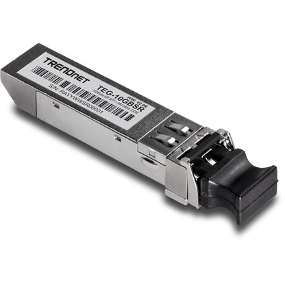 TRENDnet SFP to RJ45 10GBASE-SR SFP+ Multi Mode LC Module; TEG-10GBSR; Up to 550 m (1;804 Ft.); Hot Pluggable SFP+ Transceiver; 850nm Wavelength; Duplex LC Connector; DDM Support; Lifetime Protection