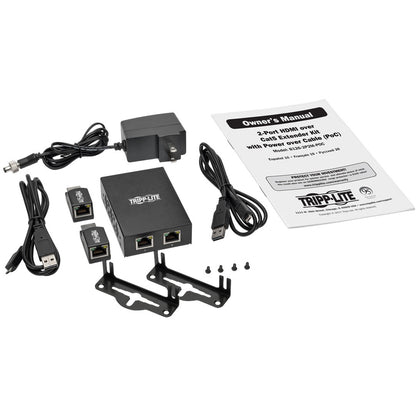 Tripp Lite 2-Port HDMI Over Cat5 Cat6 Extender Kit Power Over Cable, 1080p @ 60Hz TAA