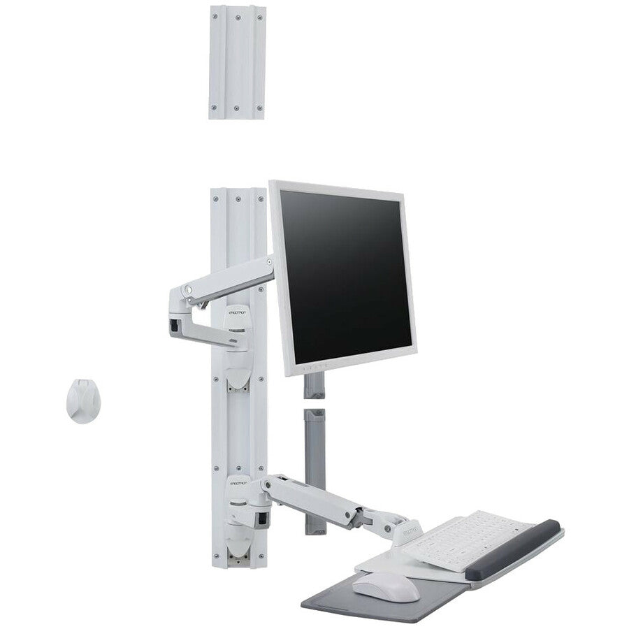 Ergotron Wall Mount Track for Keyboard, LCD Monitor, Mouse - White