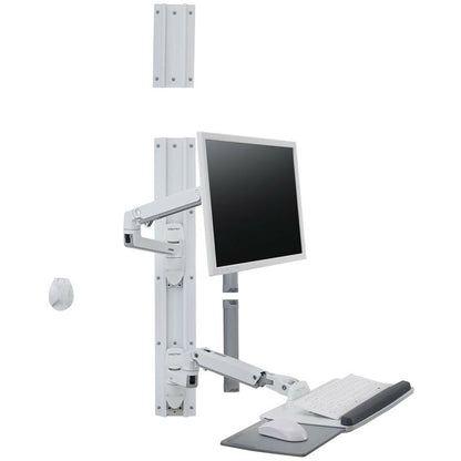 Ergotron Wall Mount Track for Keyboard, LCD Monitor, Mouse - White