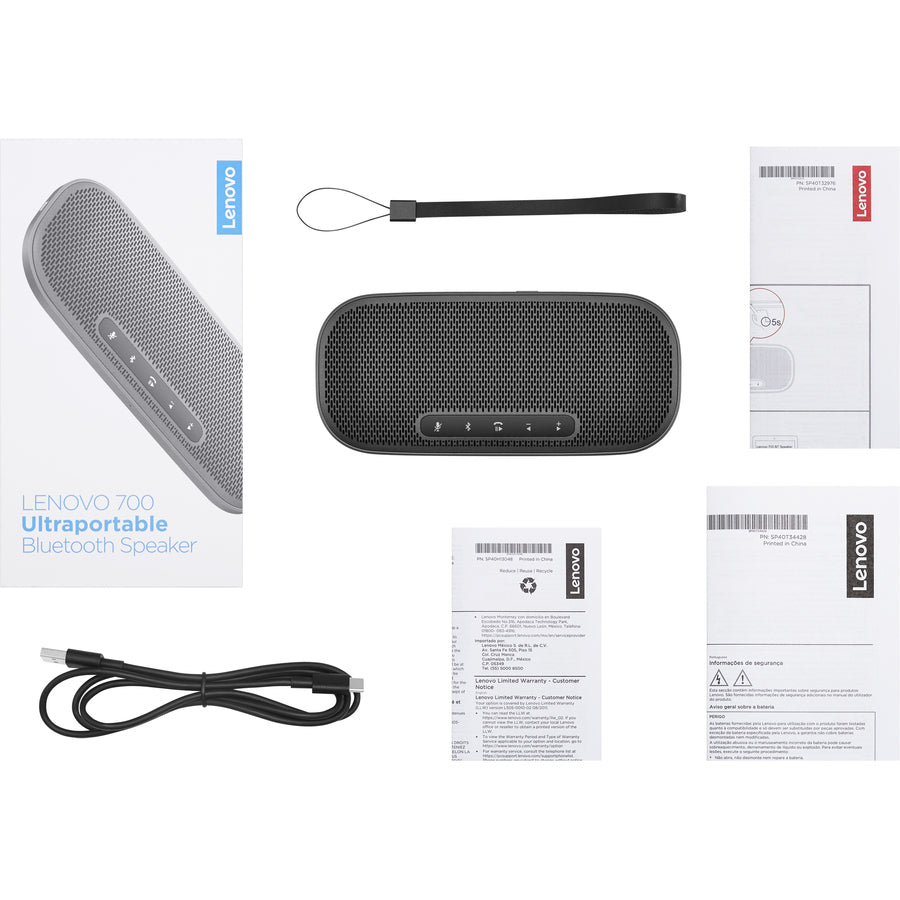 Lenovo 700 Portable Bluetooth Speaker System - 4 W RMS - Gray