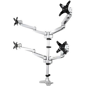 StarTech.com Desk Mount Quad Monitor Arm - 4 VESA Displays up to 27" -Premium Ergonomic Articulating Adjustable Pole Mount - Clamp/Grommet