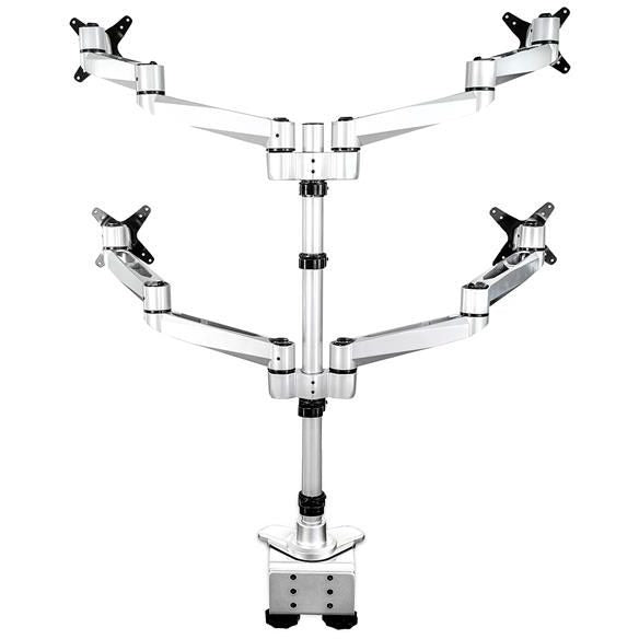 StarTech.com Desk Mount Quad Monitor Arm - 4 VESA Displays up to 27" -Premium Ergonomic Articulating Adjustable Pole Mount - Clamp/Grommet