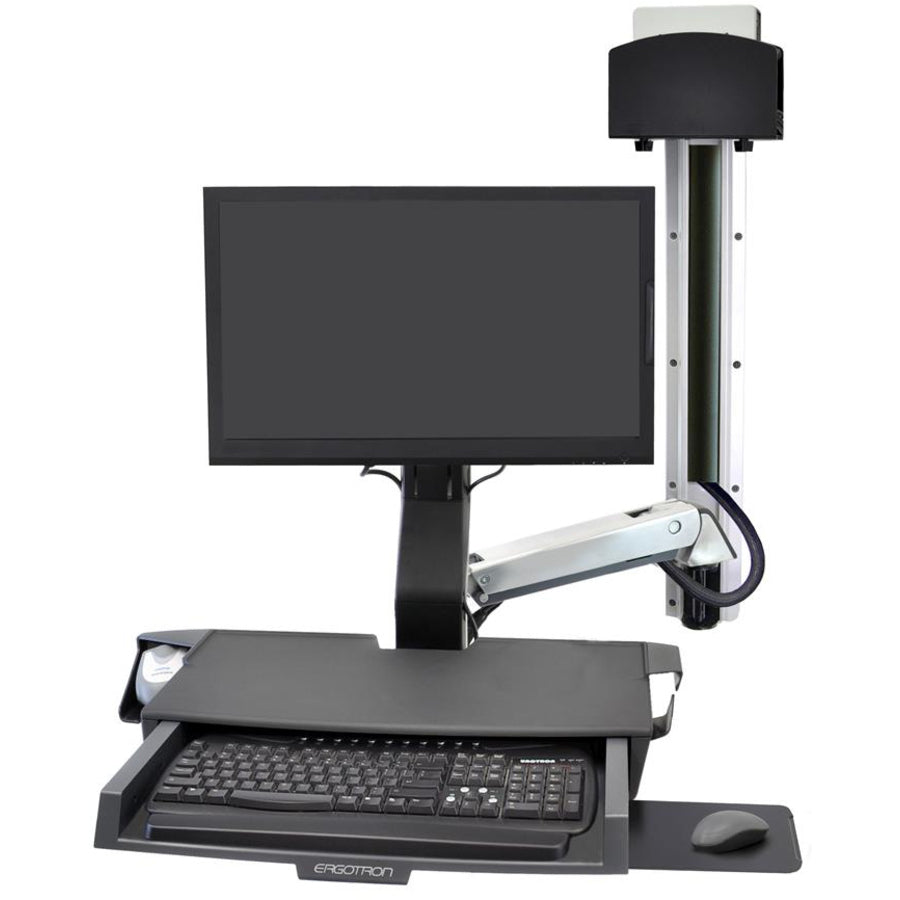 Ergotron StyleView Wall Mount for Keyboard, Monitor, Bar Code Scanner, Mouse, CPU, Wrist Rest - Polished Aluminum