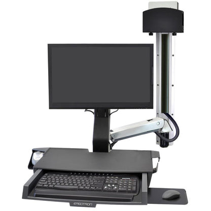 Ergotron StyleView Wall Mount for Keyboard, Monitor, Bar Code Scanner, Mouse, CPU, Wrist Rest - Polished Aluminum