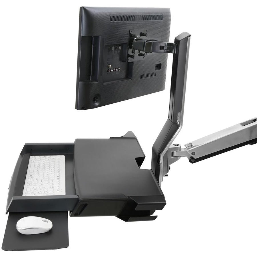 Ergotron StyleView Wall Mount for Keyboard, Monitor, Bar Code Scanner, Mouse, CPU, Wrist Rest - Polished Aluminum
