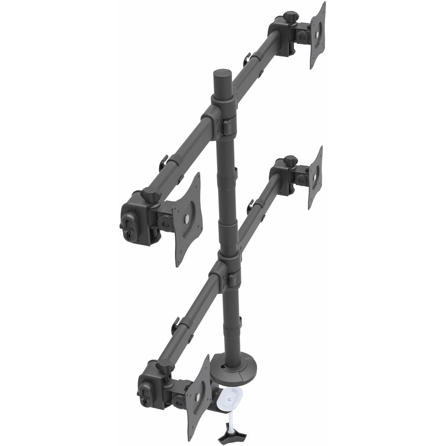 StarTech.com Desk Mount Quad Monitor Arm - 4 VESA Displays up to 27" - Ergonomic Height Adjustable Articulating Pole Mount - Clamp/Grommet