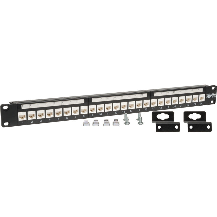 Tripp Lite 24-Port Cat6 Cat5e Patch Panel Low Profile Feed Through Rackmount RJ45 1U TAA