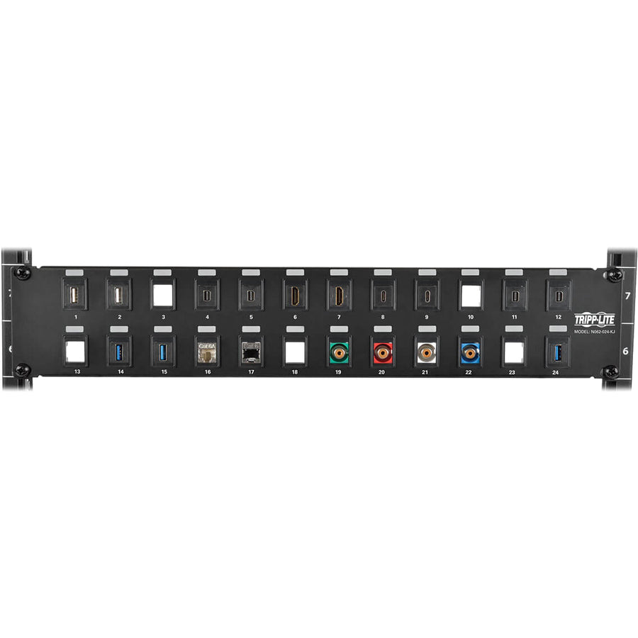 Tripp Lite 24-Port Keystone Blank Patch Panel RJ45 USB HDMI Cat5/6 2URM