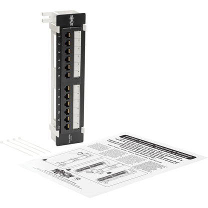 Tripp Lite Cat6 Wall-Mount PoE Patch Panel 12-Port 110/Krone 568A/B RJ45