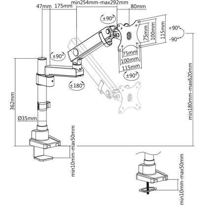 V7 DMPRO2TA-3N Desk Mount for Monitor - Matte Black