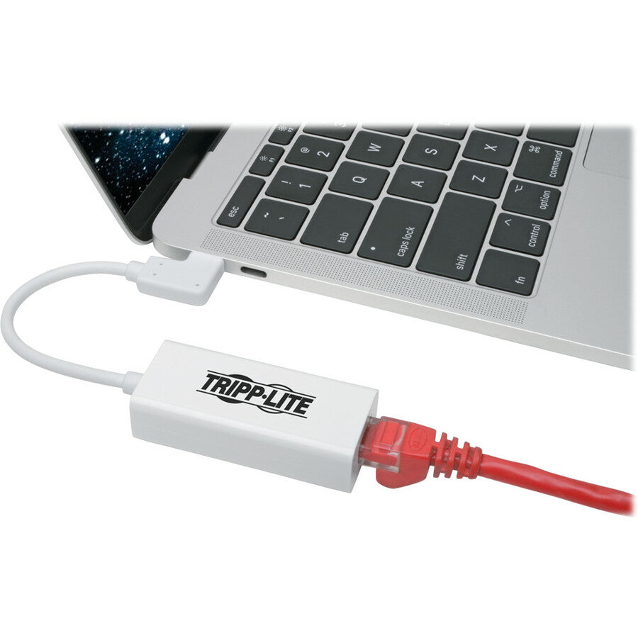 Tripp Lite USB C to Gigabit Adapter Converter USB 3.1 Right-Angle White 6in