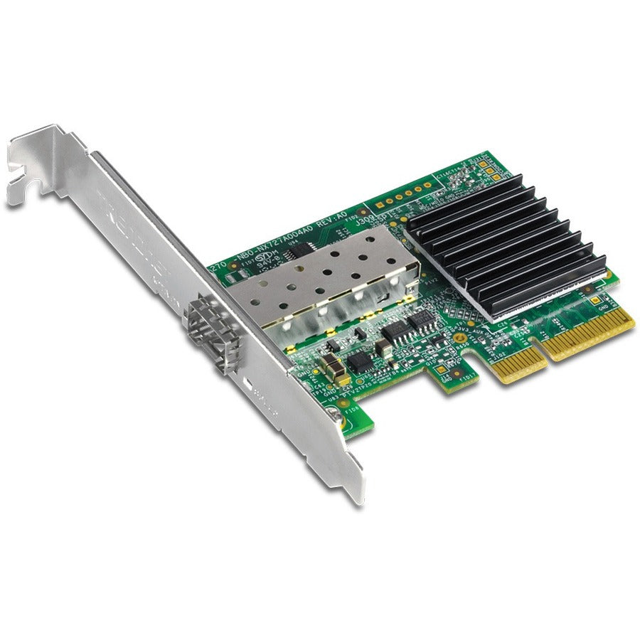 TRENDnet 10 Gigabit PCIe SFP+ Network Adapter, Convert A PCIe Slot Into A 10G SFP+ Slot, Supports 802.1Q, Standard & Low-Profile Brackets Included, Compatible With Windows & Linux, Black, TEG-10GECSFP