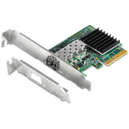 TRENDnet 10 Gigabit PCIe SFP+ Network Adapter, Convert A PCIe Slot Into A 10G SFP+ Slot, Supports 802.1Q, Standard & Low-Profile Brackets Included, Compatible With Windows & Linux, Black, TEG-10GECSFP