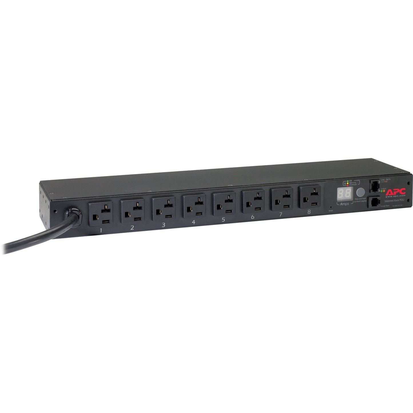 Schneider Electric Rack PDU, Metered, 1U, 20A, 120V, (8) 5-20