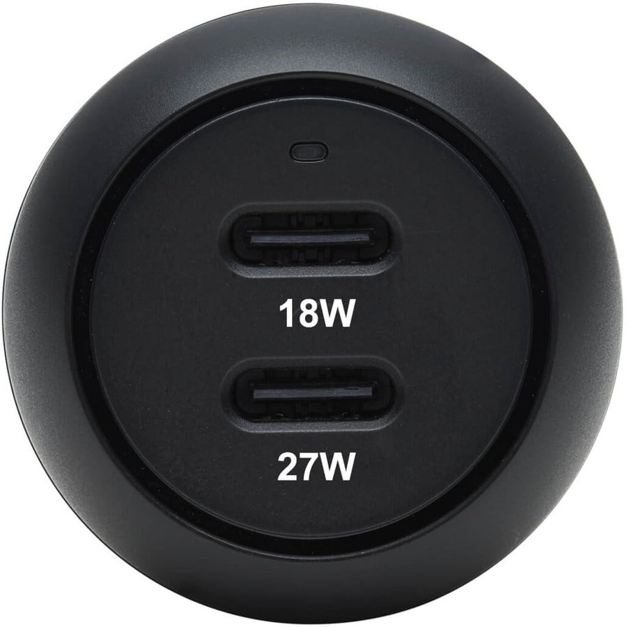 Tripp Lite USB Car Charger Dual-Port 45W Charging USB C 27W & 18W Black